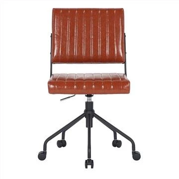 Høydejusterbar Armless Brown Pu Leather Home Office Stol