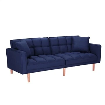 Myk og komfortabel konvertibel sofa i blått lin